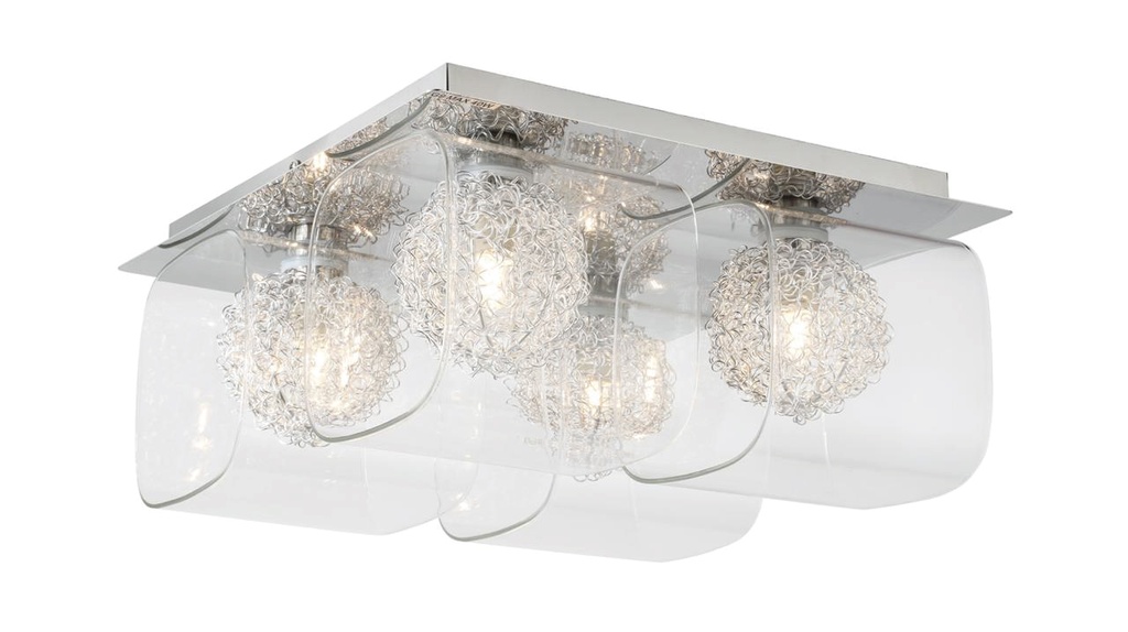 Lamp. Techo 4G9 Metal+Vidrio T/Cubo 300X300Mm