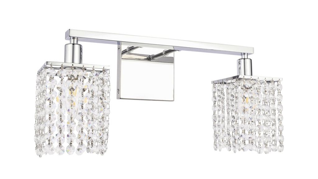Lamp. Pared 2L E14 Metal+Cristales 46X21Cm Cromo