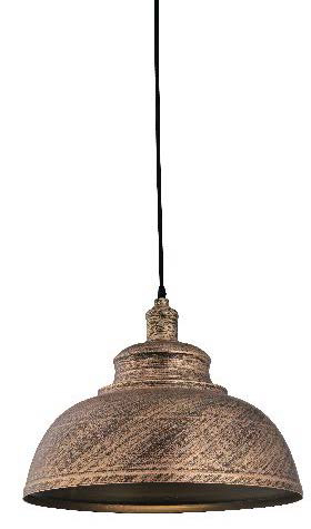 Lamp. Colg. 1L E27 T/Camp. Metal Bronce Vintage+Negro (D290xH220)mm