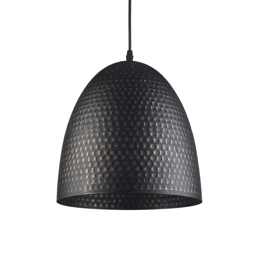 Lamp. Colg. 1L E27 T/Oval. Metal Troquel. Negro Vintage (D300xH300)mm