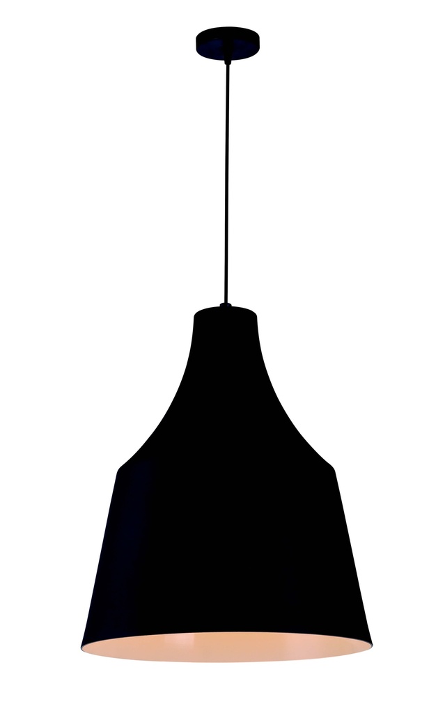 Lamp. Colg. 1L E27 Alum. T/Campana Negro+Blanco (40X48Mm)