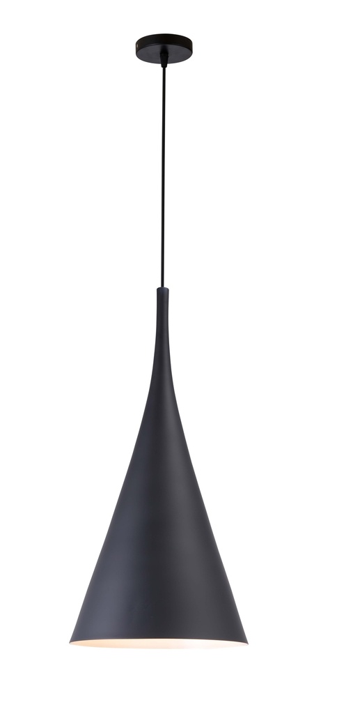 Lamp. Colg. 1L E27 Alum. 27X58Cm Negro+Blanco