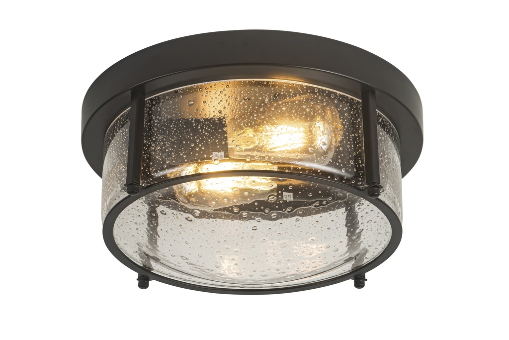 Lamp. Techo 2L E27 Metal+Vidrio (D300X160Mm)