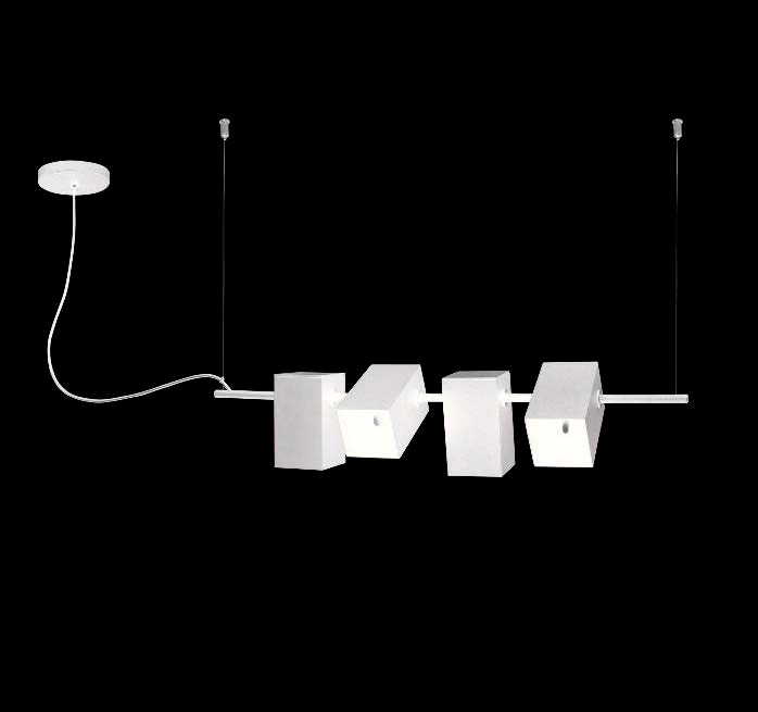 Lamp. Colg. 4L G9 Luces Rect. Moviles Aluminio Blanco (700X140Mm)