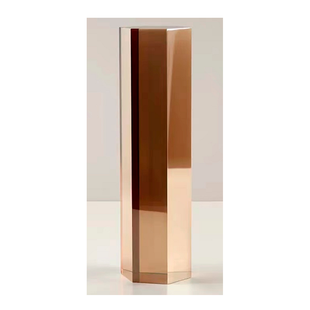 Figura De Octagono De Cristal Grande Ambar