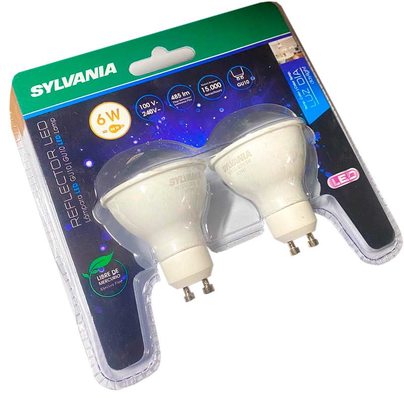 Dicroico Led Gu10 6W 120V 6K Blister X 2 Sylvania