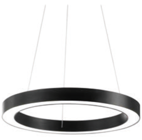 Lamp. Colg. Led 1L Aro Negro 48W 4K 100-240V (D600X80Mm)