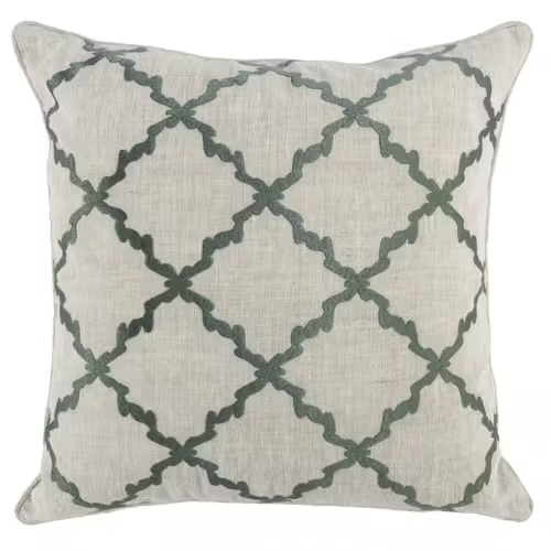 COJIN BEIGE CON DISEÑO GEOMETRICO COLOR GRIS 55CM X 55CM
