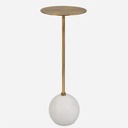 MESA ESQUINERA DE METAL DORADO CON BASE MARMOL