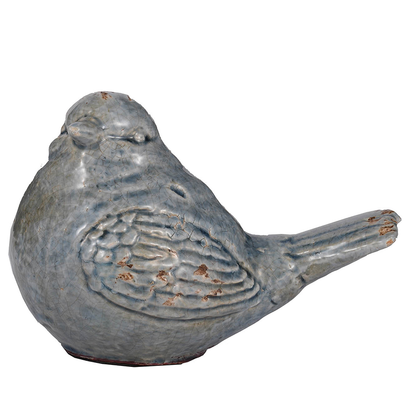 FIGURA DE CERAMICA PAJARO DE COLOR AZUL