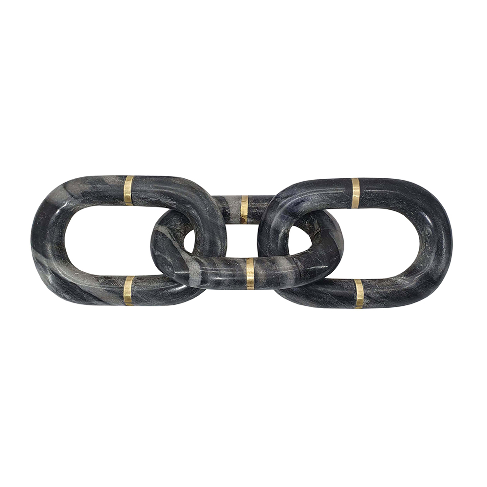 FIGURA DE CADENA DE MARMOL NEGRO Y BLANCO