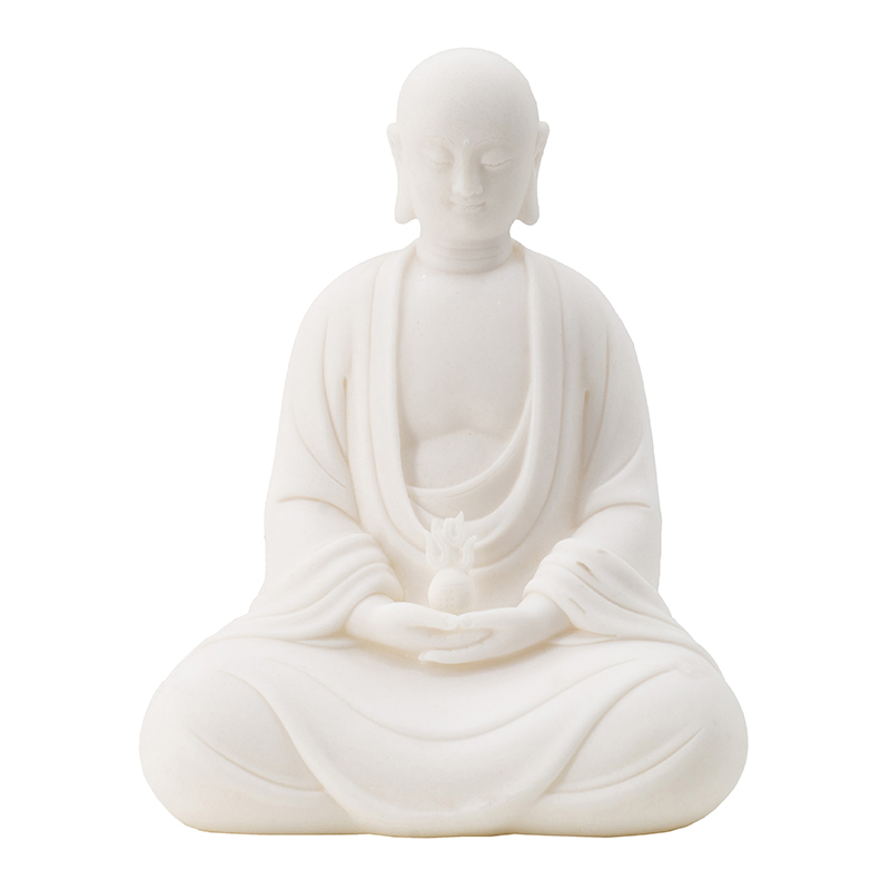 FIGURA DE RESINA DE BUDA SENTADO COLOR BLANCO