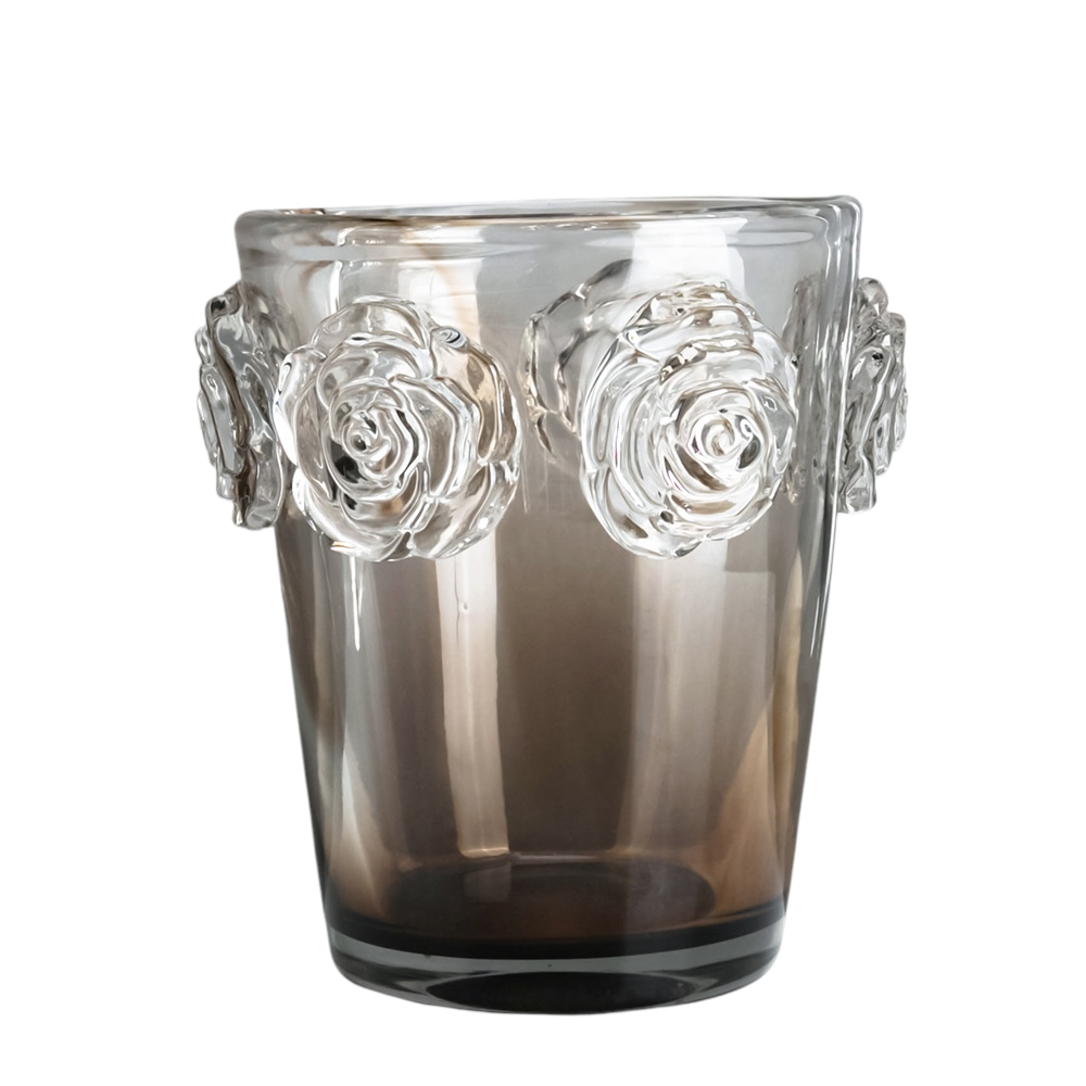 FLORERO DE VIDRIO GRUESO AMBAR PEQUEÑO