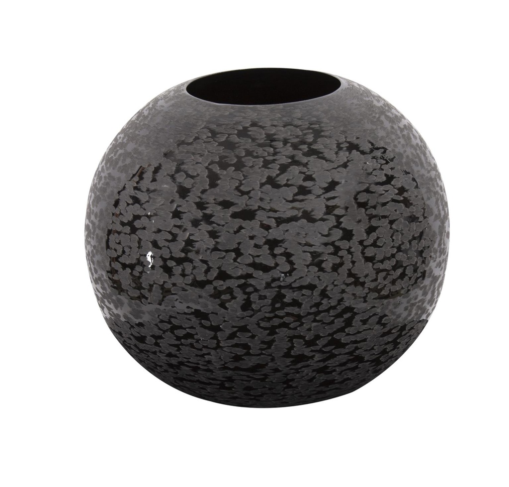 FLORERO DE METAL REDONDO GLOSSY EN NEGRO