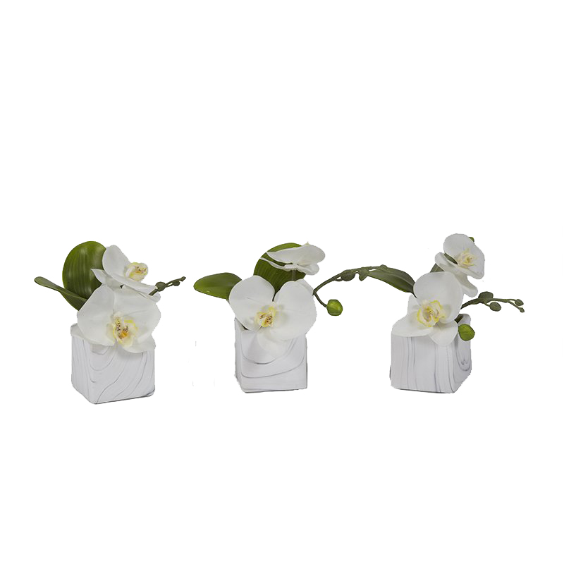 PLANTA DE PLASTICO DE MAGNOLIA ROSA EN BASE DE VIDRIO