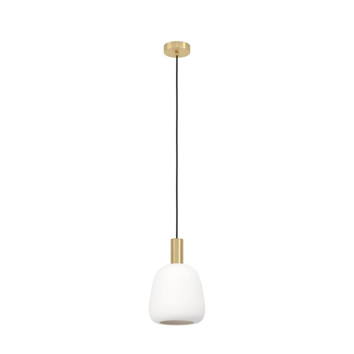 LAMP. COLG. 1L E27 MANZANARES DORADO+VIDRIO OPAL (1100X225MM)