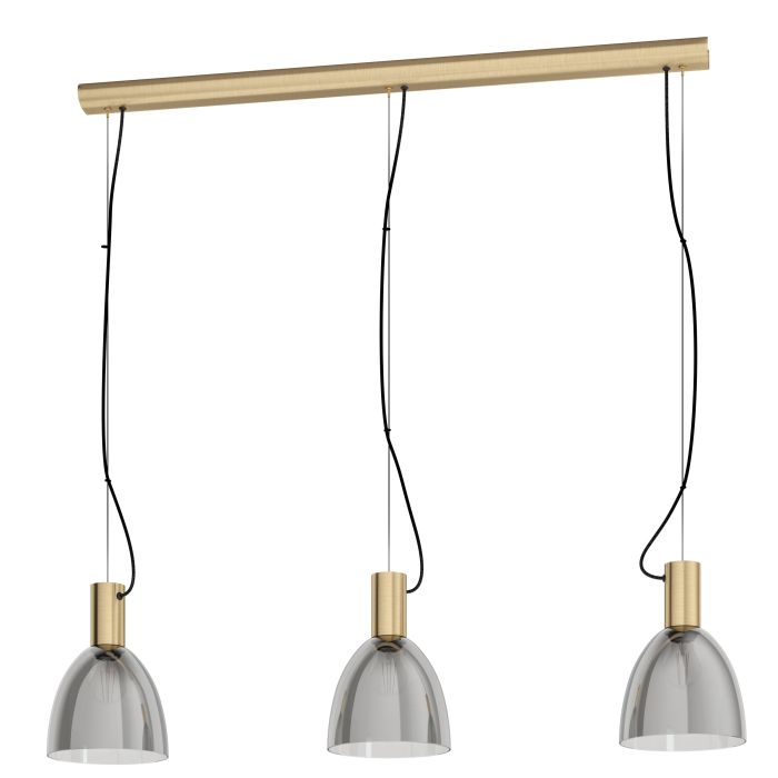 LAMP. COLG. 3L E27 LEBALIO COPA SMOKE+METAL DORADO (1100X195MM)