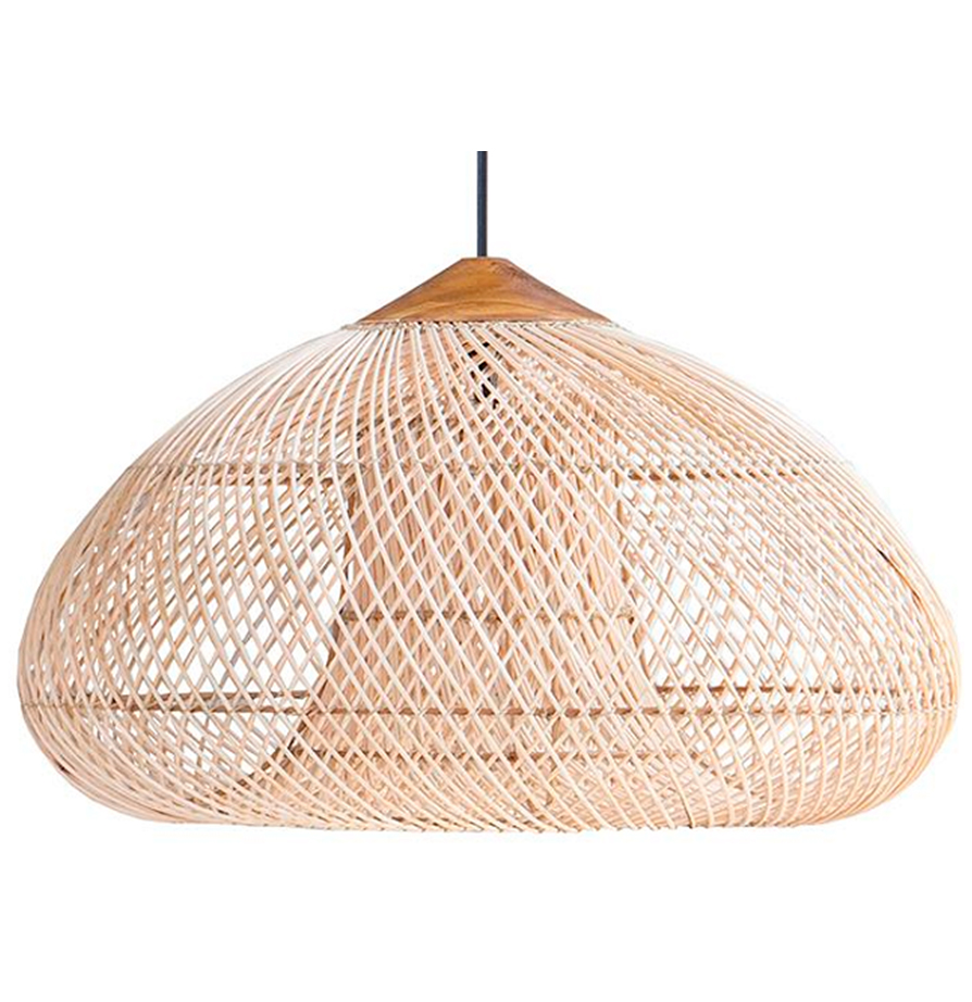 LAMP. COLG. 1L E27 RATTAN (600X380MM)