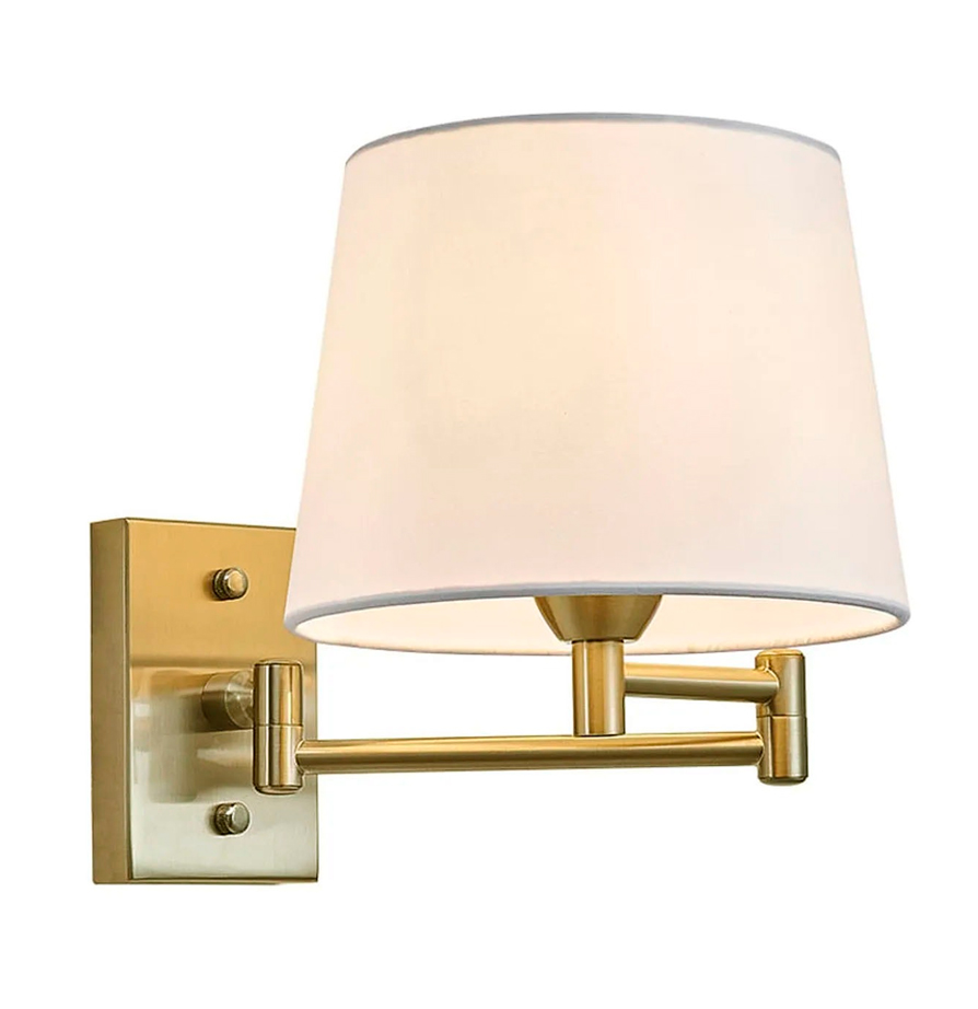 LAMP. PARED 1L E27 METAL DORADO+ PANTALLA TELA (D250MM)