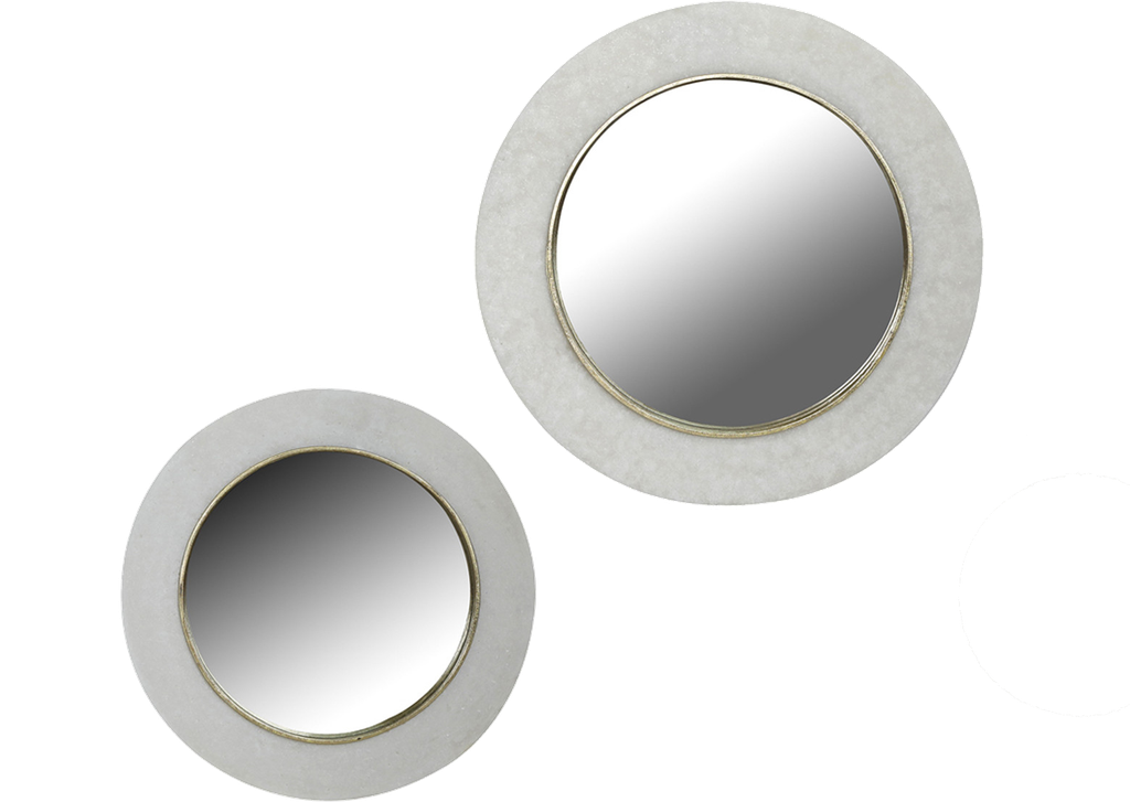 Set2 espejos de madera astracto en blanco