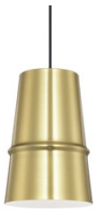 Lamp. Colg. 1L E27 T/Campana Alum. Dorado+Blanco (D200xH300)mm