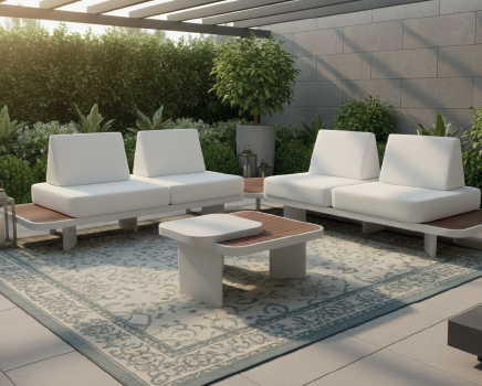 Juego Sofa Ext. 3+3+2 Beige (3S=190x75)cm+Mesa Cafe Med. (80x80)Cm+Mesa Cafe Peq. (50x50)cm