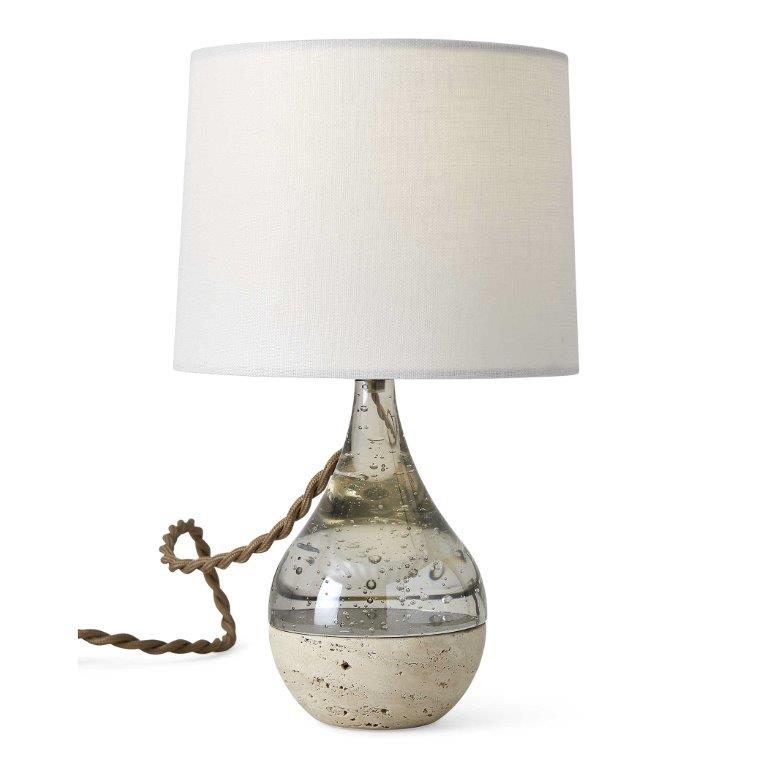 Lamp. Mesa de Vidrio con Pantalla Beige Bubble