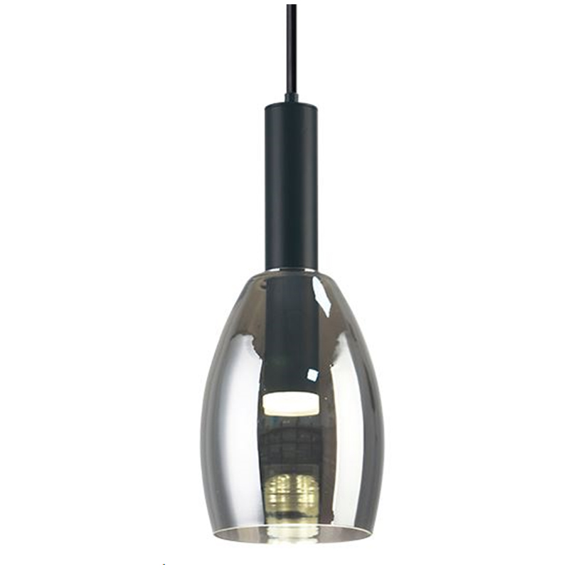 Lamp. Colg. Led T/Copa Metal+Vidrio+Acrilico Negro+Fume 7w 3k (D150xH360)mm