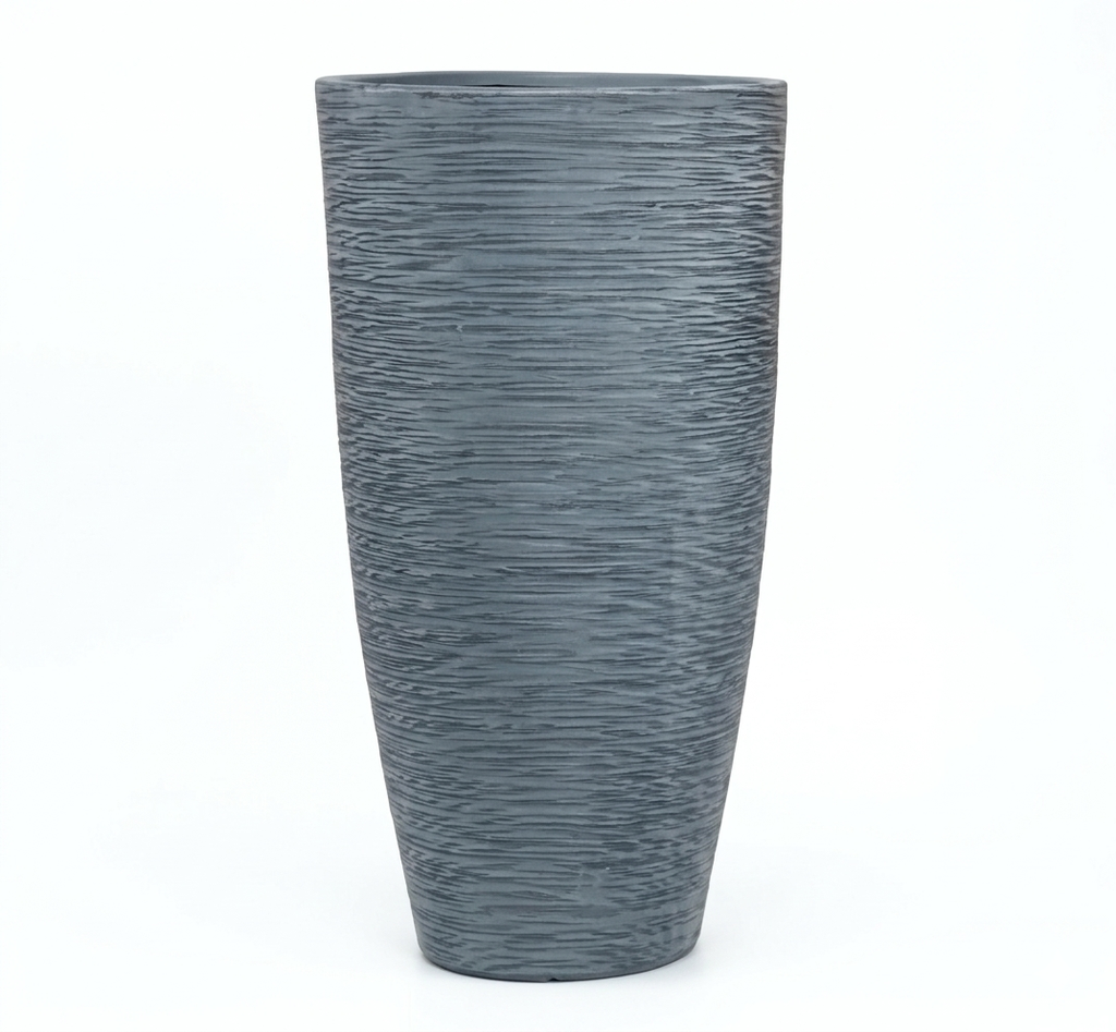 Maceta Fibra Barro Cono Alto Pequena (37x37x80.5)cm P292 Gris