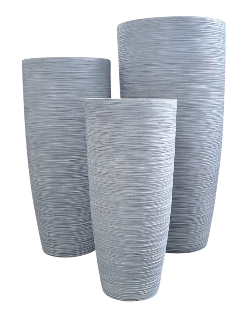 Maceta Fibra Barro Cono Alto Grande (55x55x120)cm P292 Gris