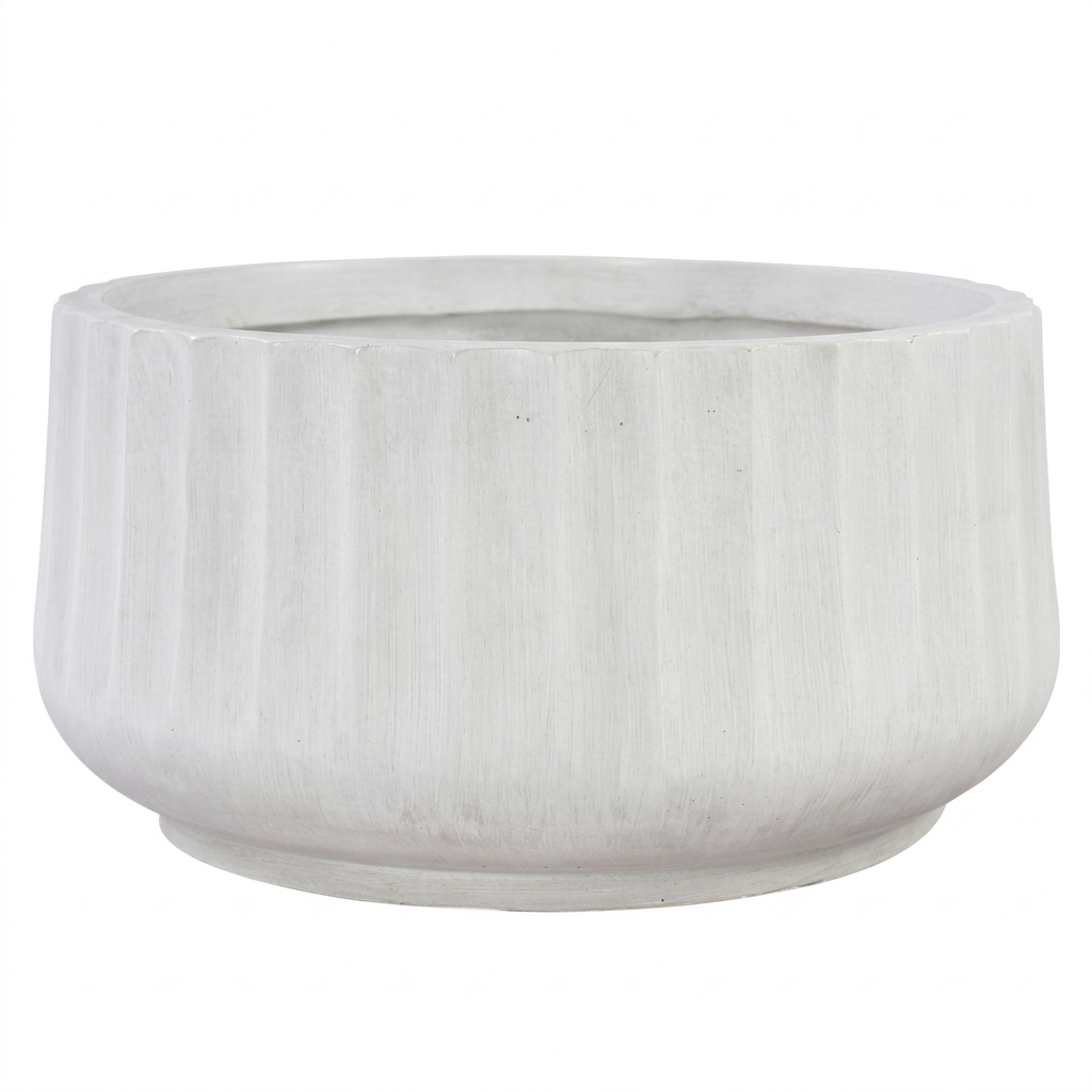 Maceta Fibra Barro Redonda Mediana (30x30x15)cm P117 Anti Blanco