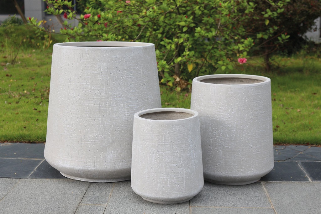 Maceta Fibra Barro Redondo T/Conica Pequena (28x28x31.5)cm P66 Arena