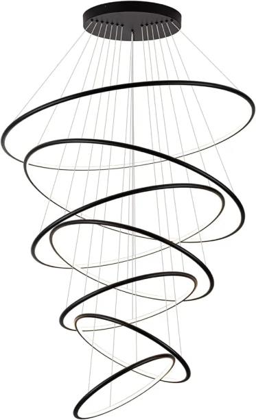 Lamp. Colg. Led 5L Anillos Dorado 3K (D600+1000+1400+1000+600)mm