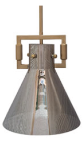 Lamp. Colg. 1L E27 Campana Metal Dorado+Vidrio Fume D250mm