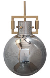 Lamp. Colg. 1L E27 Red. Metal Dorado+Vidrio Fume D250mm