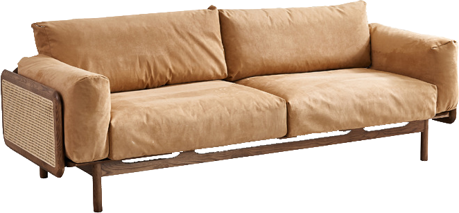 Sofa Triple Camel+Madera Fresno (230x90x80)cm