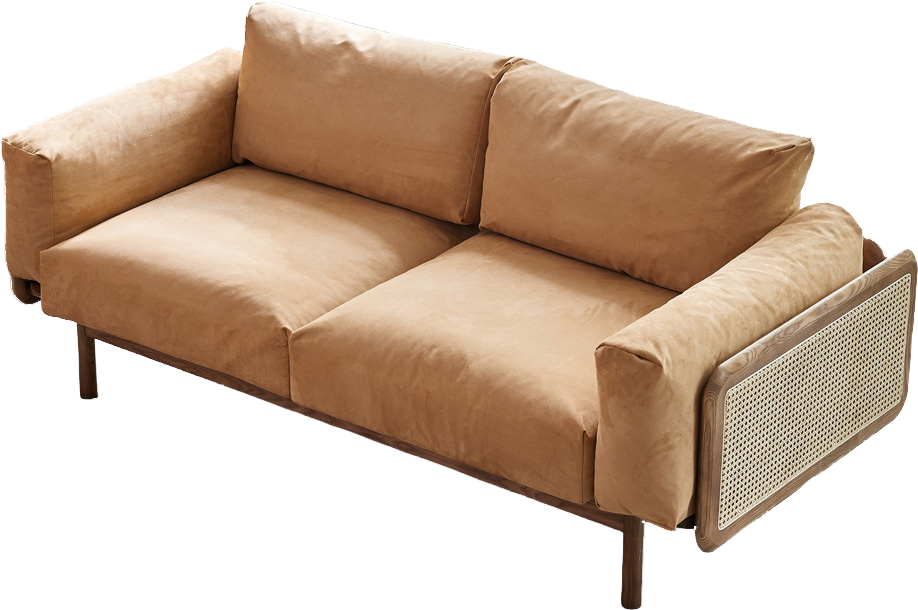 Sofa Doble Camel+Madera Fresno (192x90x80)cm