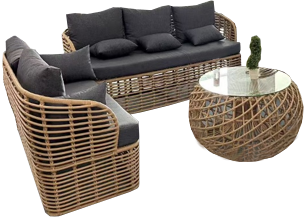 Juego Sofa Ext. Gris 1+1+3 (1S=80x72x70cm 3S=200x72x70cm)+Mesa D100cm