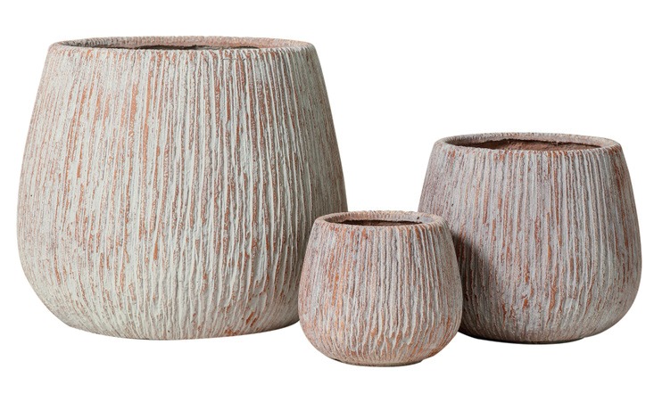 Maceta Fibra Barro Conica Textura Rayas Terracota Envejecido Mediana (37x37x31)cm NP037