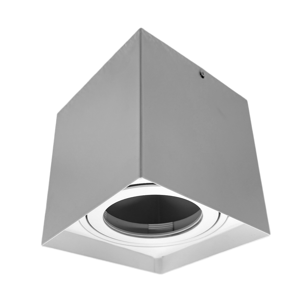 O.B. Sobr. E27 Par30 C/Corto Rect. Aluminio Blanco (D140x140x150)mm