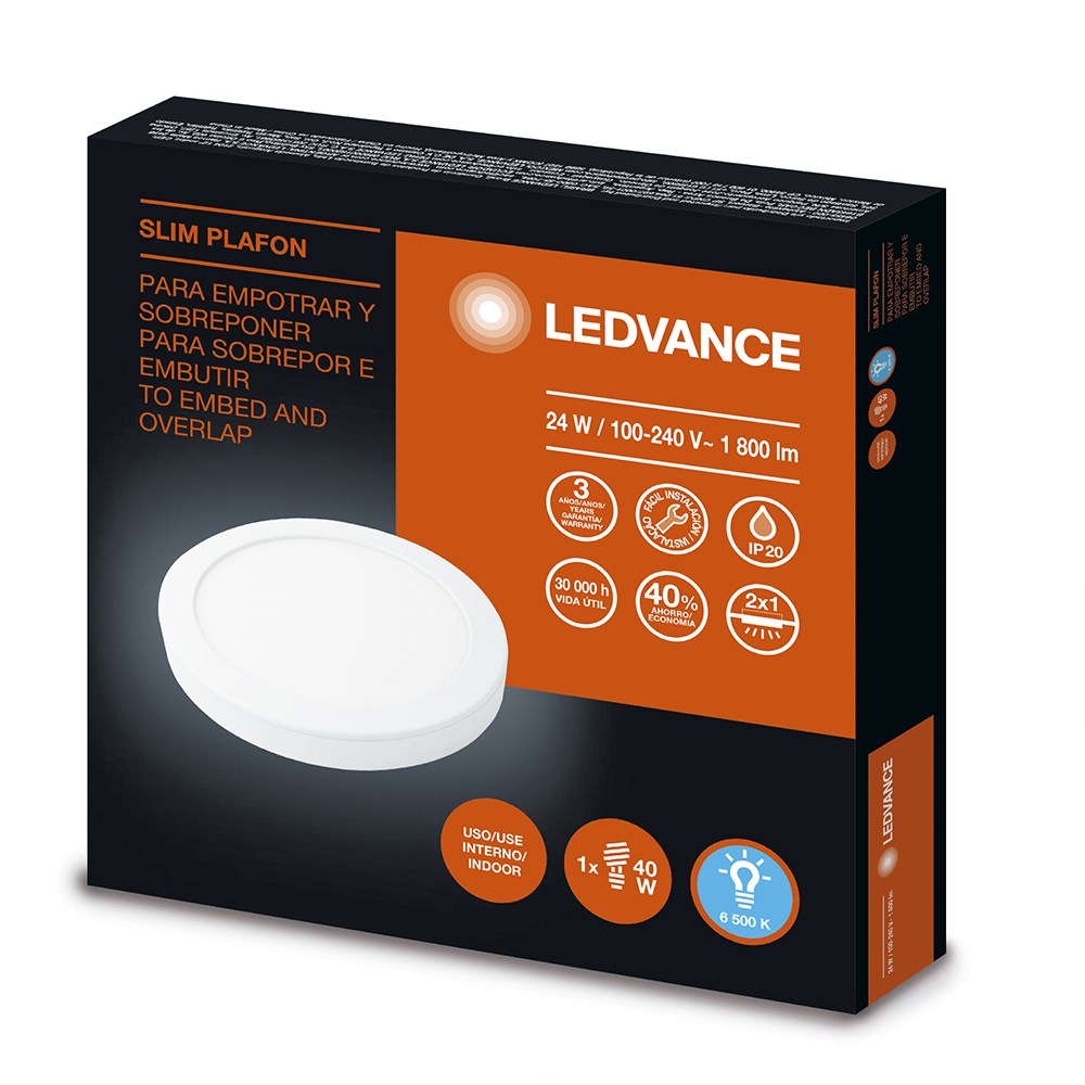 Panel Led Fijo Redondo T/Panel 24W 6K Blanco Ledvance