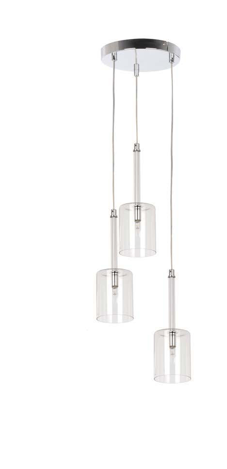 Lamp. Colg. 3L G9 Vidrio Copas Base Recta 280X150Mm