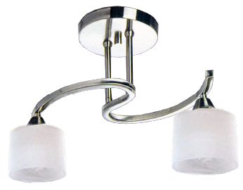 Lamp. Techo 2L E27 Aluminio+Vidrios Blancos B/Red. (430X180Mm)