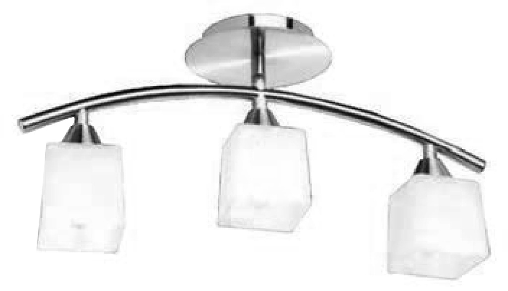 Lamp. Techo 3L E14 Satin+Vidrios Cuad. Blancos (500X250X160Mm)