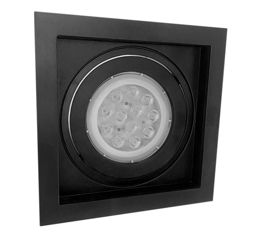 [010004 | TS133-P20-BK] O.B Par20 E27 Movil Cuad. Plastico Negro (130X130Mm)