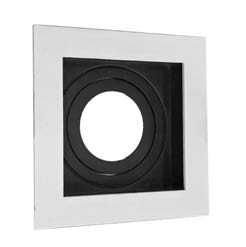 [010161 | 135A16 BL+NG] O.b. GU10 Emp. Movil Cuad. Alum. Blanco+Negro (100x100xH40)mm