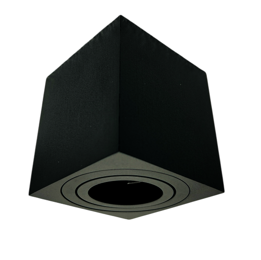 [010351 | 80-1F-LD negro] O.B. Sob. Gu10 Rect. Aluminio Negro (D80X85Mm)