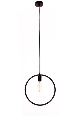 [020054 | 80717BK 1P B BK] Lamp. Colg. 1L E27 Red. Aluminio Negro (D340Mm)