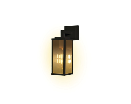 [022346 | 925400.01] Farol Pared 1L E27 Rect. Negro+Vidrio Champagne (250x110)Mm