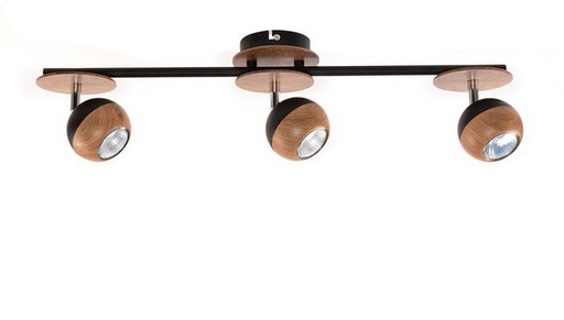 [032062 | 63122BK+LCA+CR/c3L B] Spot 3L Madera/Ng Gu10  Incand. Redondo 530Mm C/F